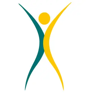 Human Medical Billing logo symbol showing two abstract human figures