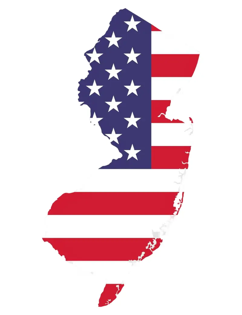 Map of New Jersey with the American flag design representing medical billing services by Human Medical Billing.