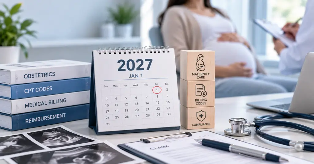 2027 maternity billing codes with Jan. 1 changes, CPT codes, reimbursement, and maternity care.