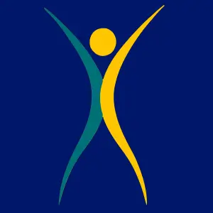 Human Medical Billing logo featuring an abstract human figure in teal and yellow on a dark blue background.