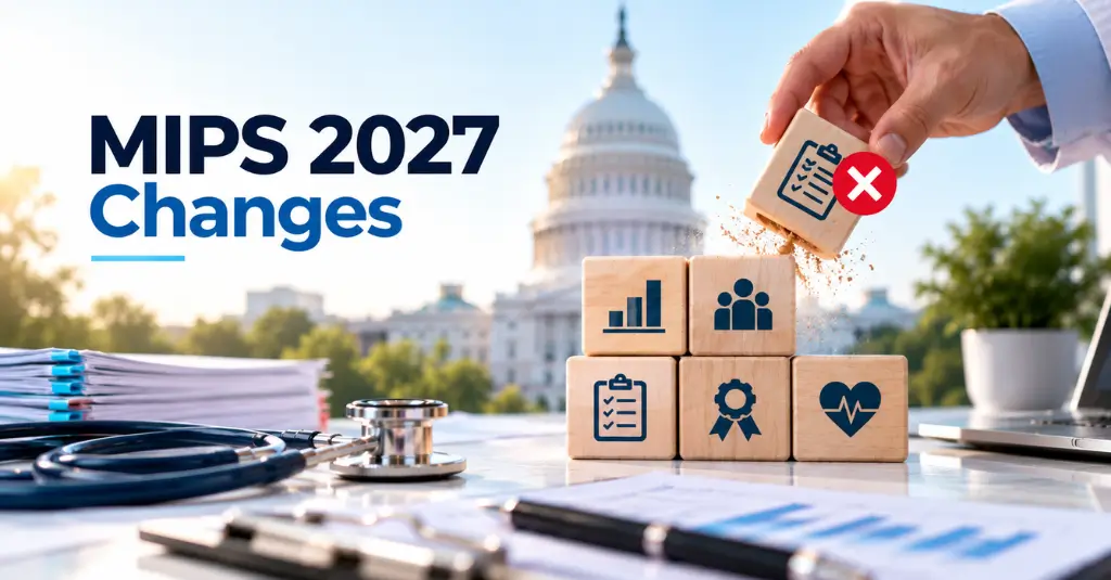 MIPS 2027 changes showing a healthcare policy update and removal of a quality measure.